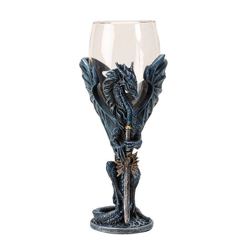 8&quot; Glass &amp; Resin Chalice / Goblet - Dragon Blade