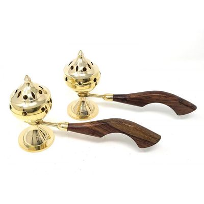 5&quot; Brass Censer Burner with Wood Handle
