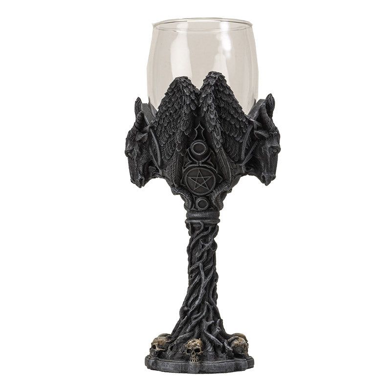 8&quot; Glass &amp; Resin Chalice / Goblet - Baphomet