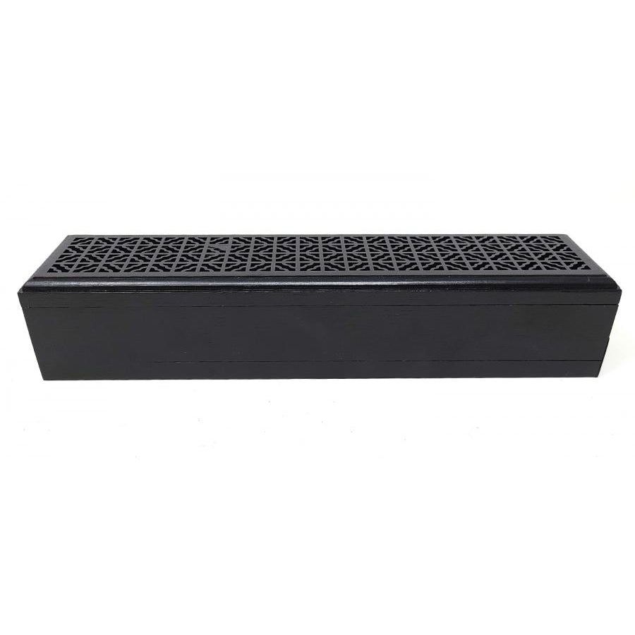 10&quot; Black Wood Incense Box Burner with Storage