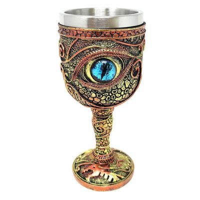 7.5&quot; Resin &amp; Stainless Steel Chalice / Goblet - Dragon&#39;s Eye
