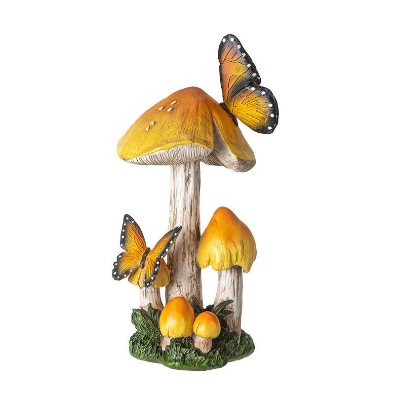 13&quot; Yellow Mushroom with Butterflies Statue