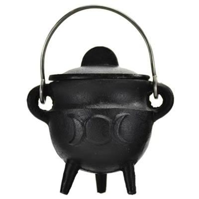 3&quot; Triple Moon Cast Iron Cauldron with Lid