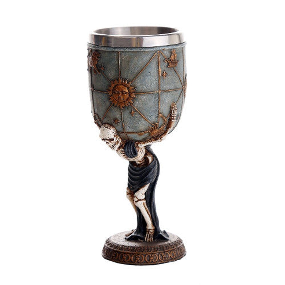 7&quot; Resin &amp; Stainless Steel Chalice / Goblet - Skeleton