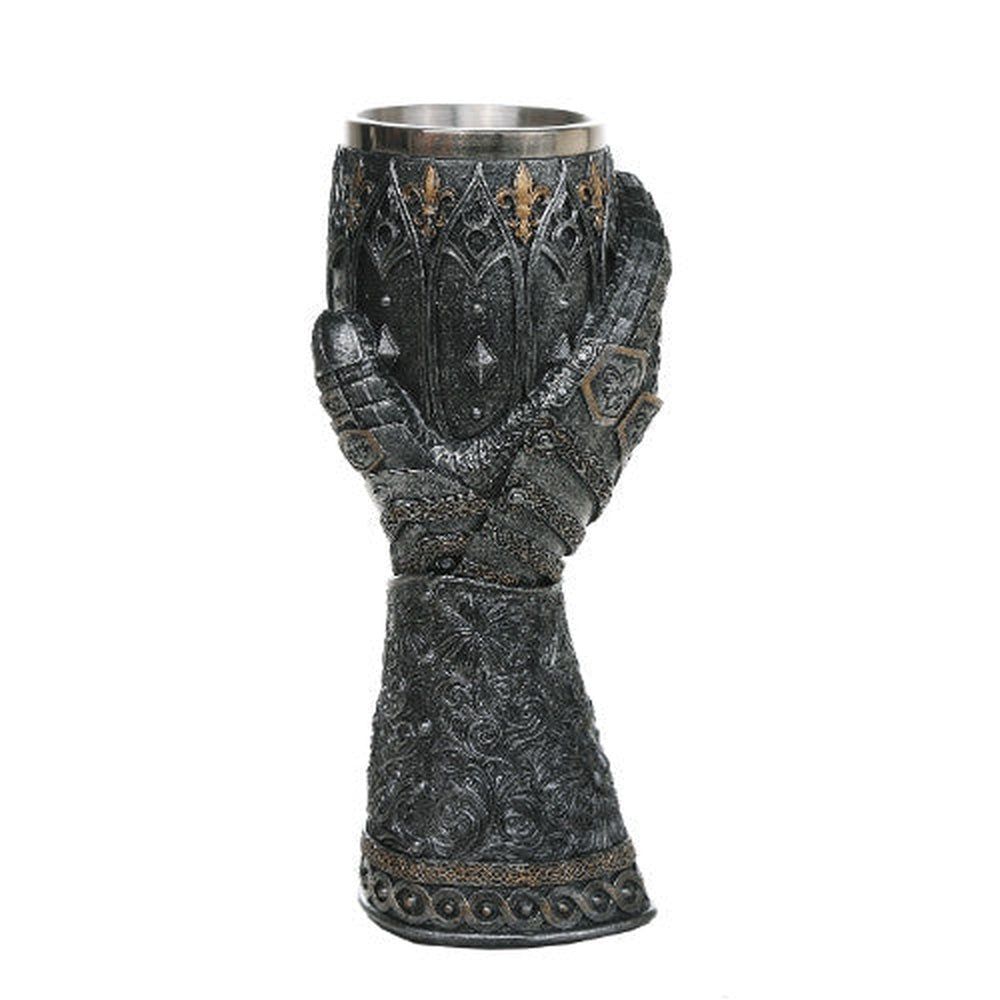 9&quot; Resin &amp; Stainless Steel Chalice / Goblet - Lions Heart Gauntlet