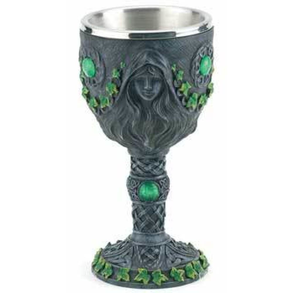 7.5&quot; Resin &amp; Stainless Steel Chalice / Goblet - Maiden, Mother &amp; Crone