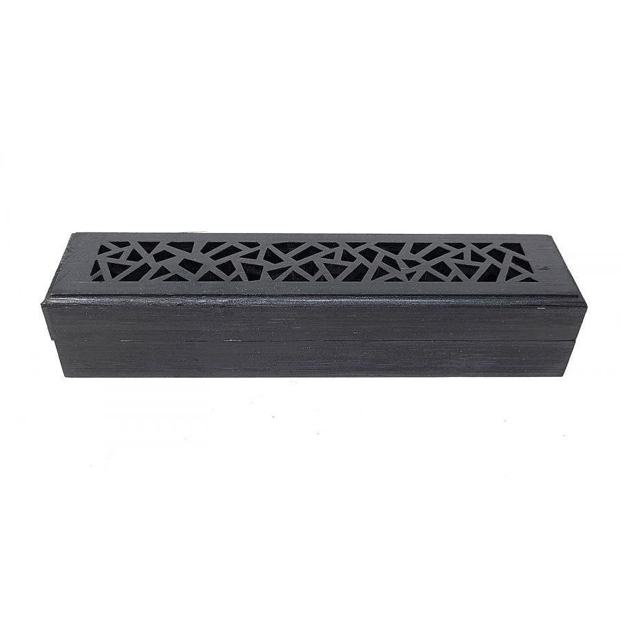 6&quot; Wood Incense Box Burner - Black