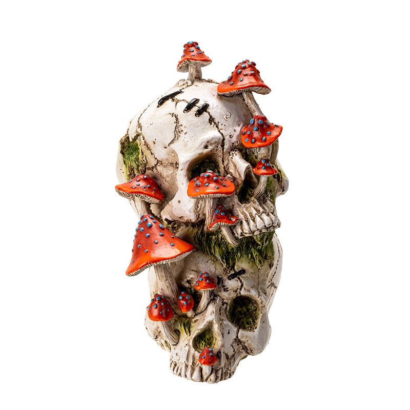 8.8&quot; Double Skull with Mushrooms Statue