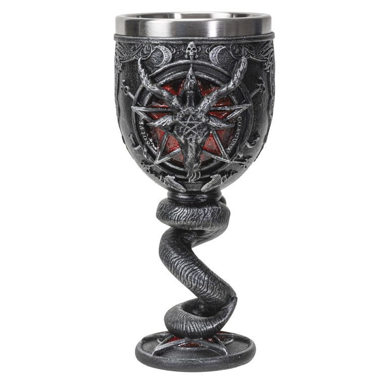6.5&quot; Resin &amp; Stainless Steel Chalice / Goblet - Baphomet Chalice