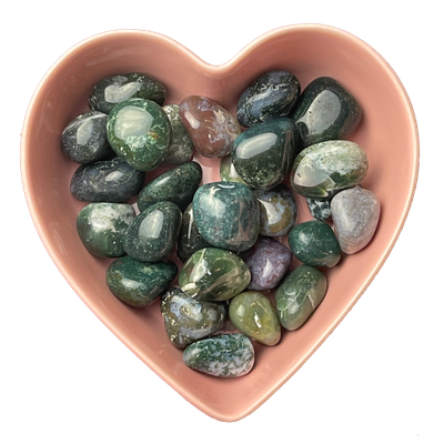 Green Moss Agate Tumbled Stone Natural Gemstone - One Stone