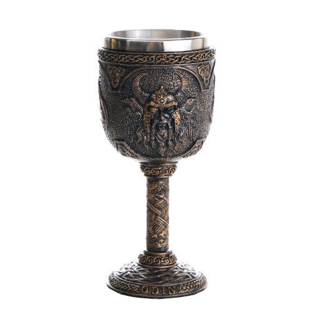 6.75&quot; Resin &amp; Stainless Steel Chalice / Goblet - Odin