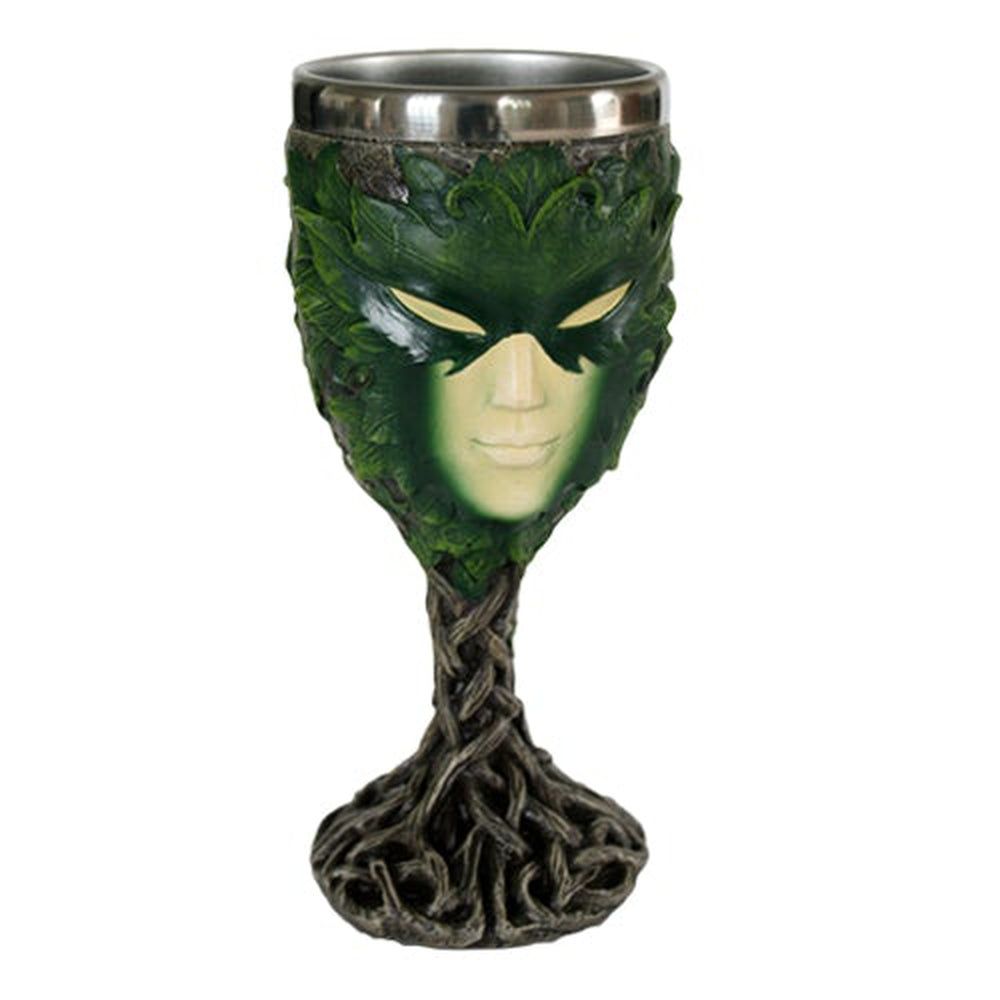 7&quot; Resin &amp; Stainless Steel Chalice / Goblet - Green Lady