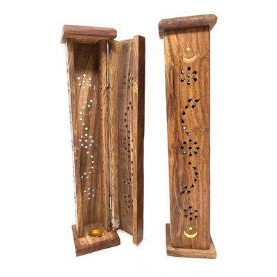 12&quot; Moon &amp; Star Tower Wood Incense Burner