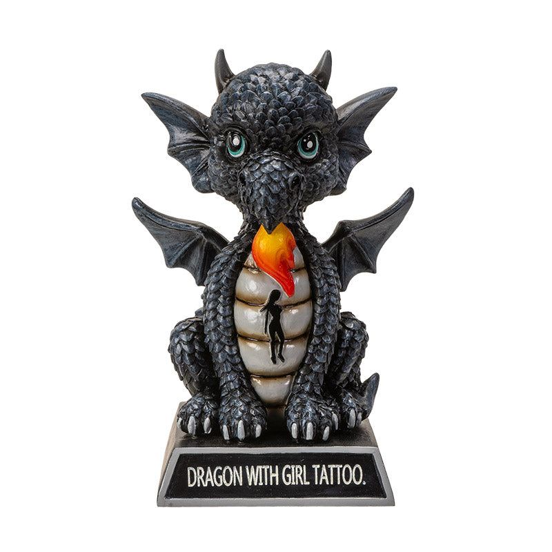 5.7&quot; I Love Dragons Statue - Dragon With A Girl Tattoo