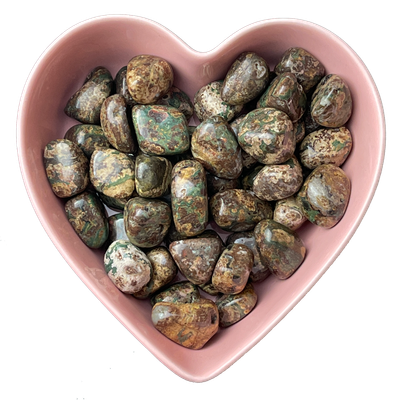 Green Leopard Skin Jasper Tumbled Stone Natural Gemstone - One Stone