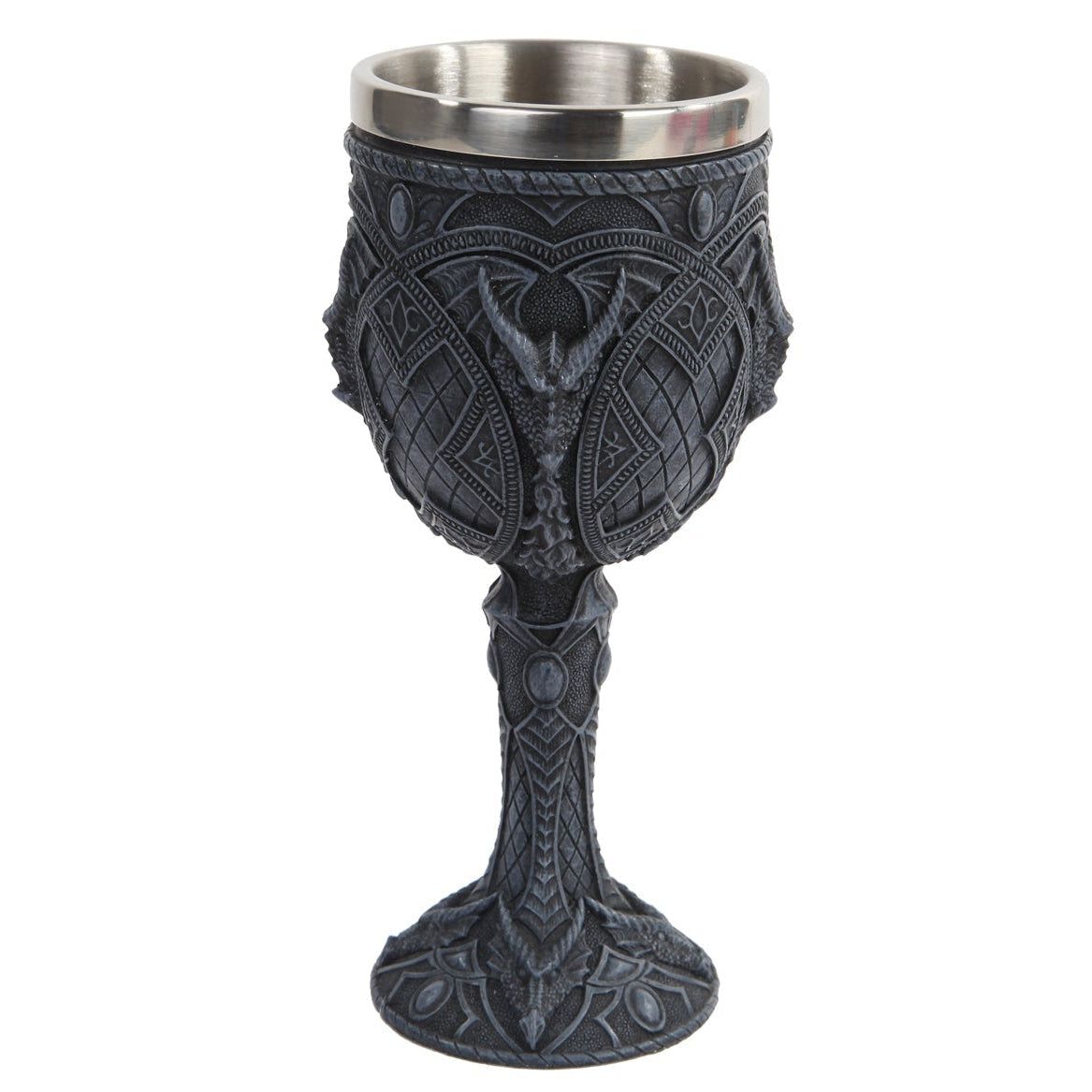 6.75&quot; Resin &amp; Stainless Steel Chalice / Goblet - Dragon