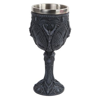6.75&quot; Resin &amp; Stainless Steel Chalice / Goblet - Dragon