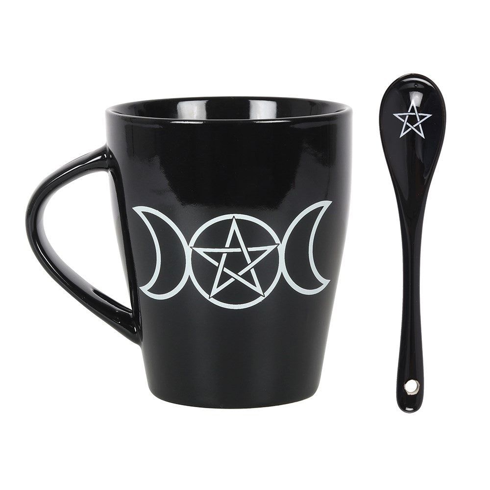 16 oz Ceramic Mug and Spoon Set - Triple Moon