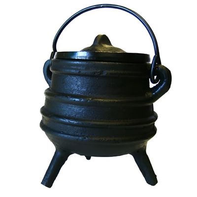 4.5&quot; Striped Cast Iron Cauldron with Lid