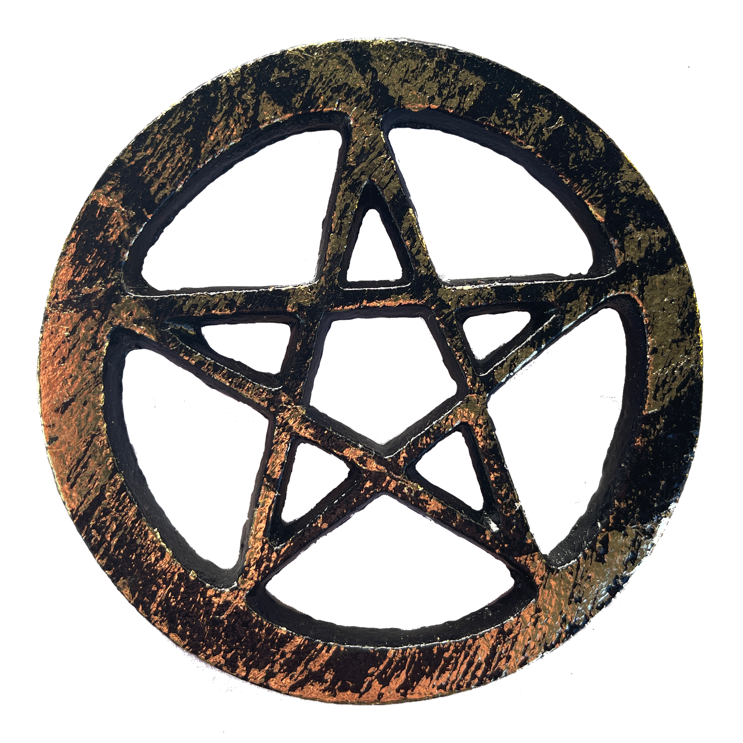 4&quot; Pentagram Solid Brass Altar Tile Black with Gold
