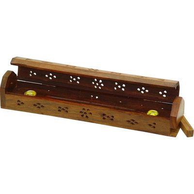 12&quot; Wood Incense Box Burner with Storage