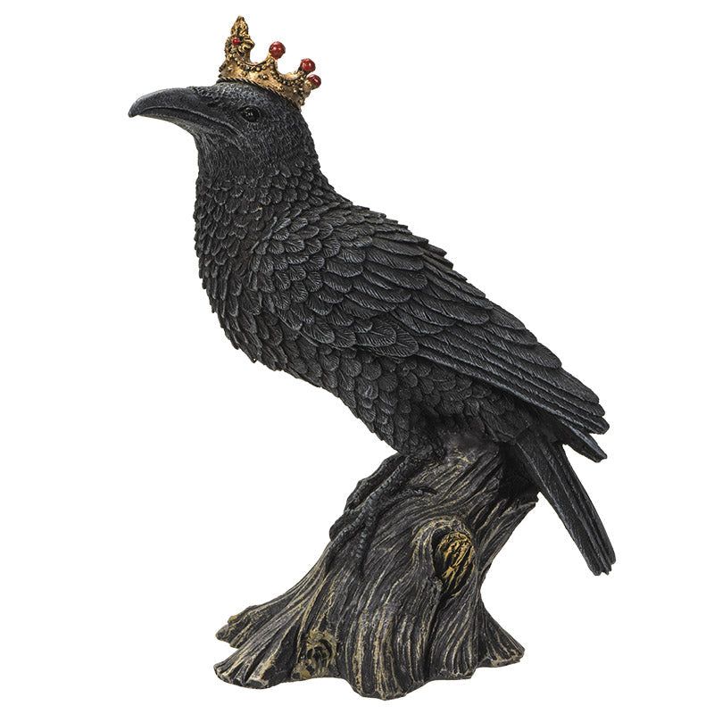 6.5&quot; Crowned Raven on Stump Statue