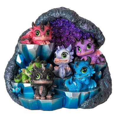 Baby Dragon Statues with Den (Set of 6)