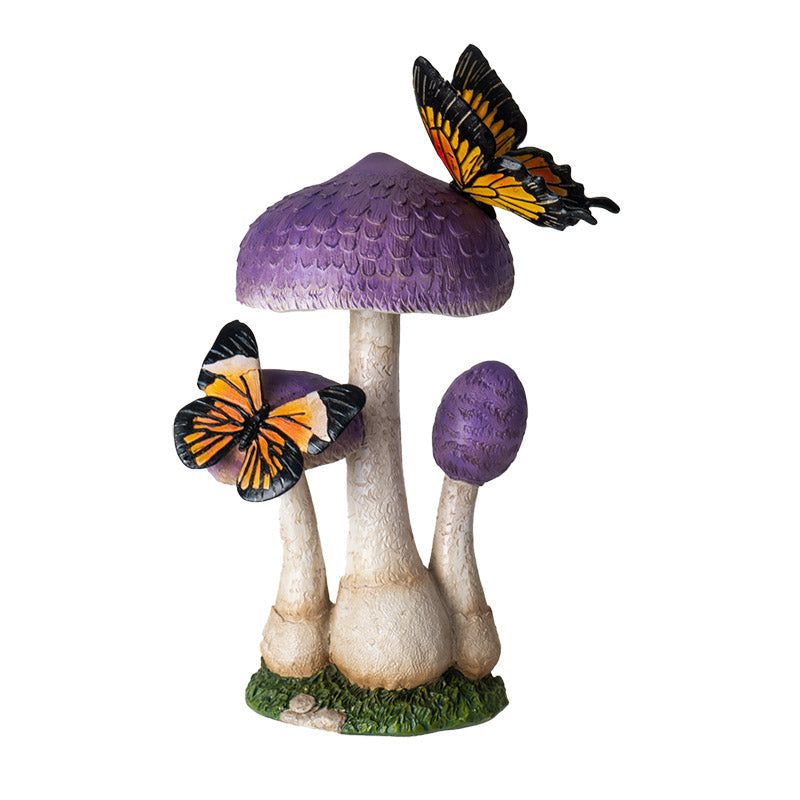 12.6&quot; Purple Mushroom with Butterflies Statue