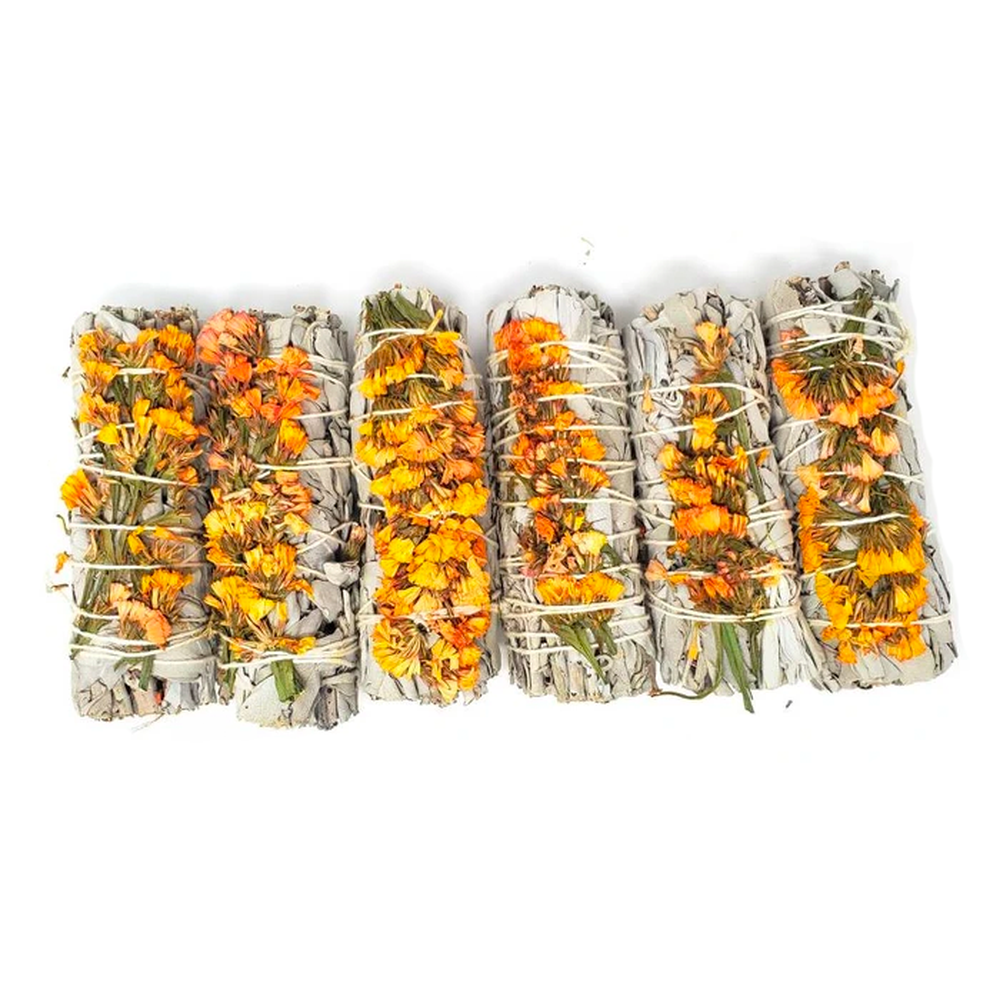 4&quot; Orange Sinuata &amp; White Sage Smudge Stick