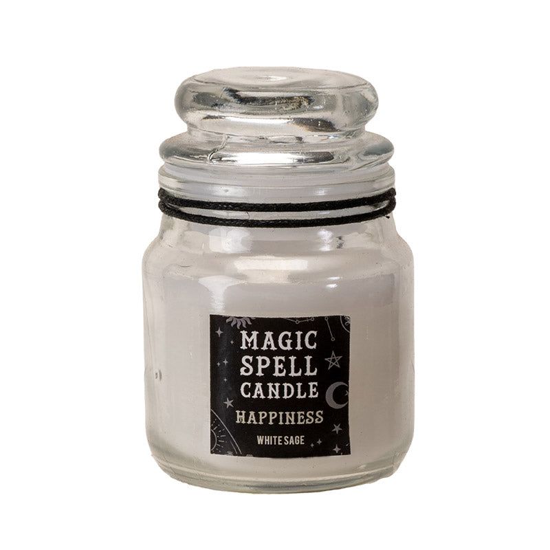 Mini Spell Glass Jar Candle - Happiness (White Sage)