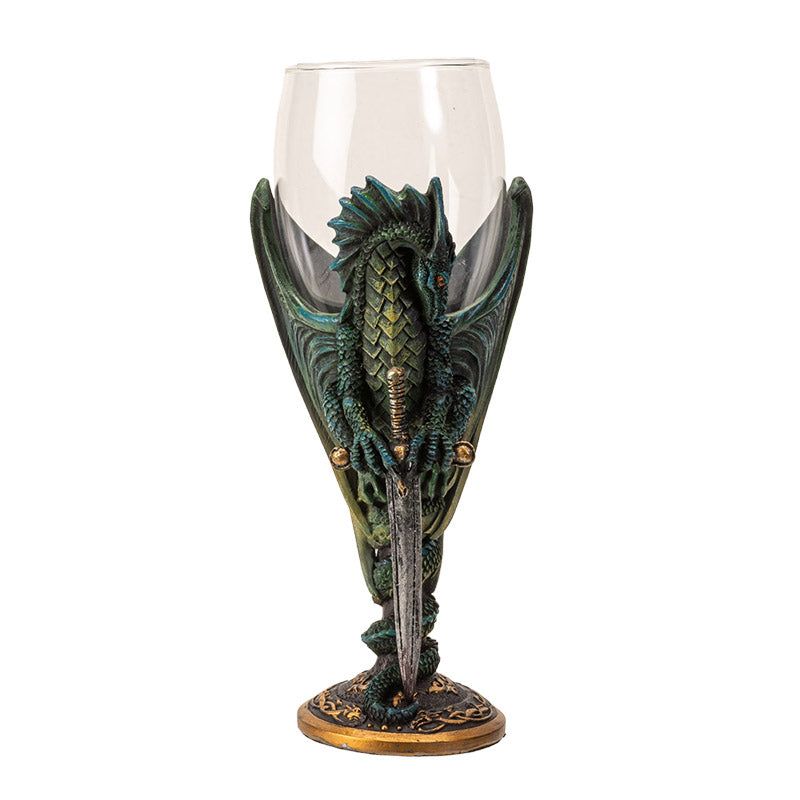8&quot; Glass &amp; Resin Chalice / Goblet - Dragon Blade