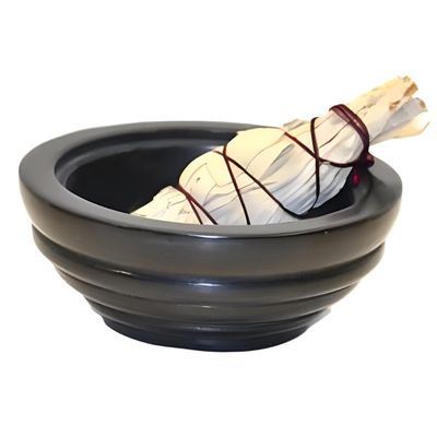5&quot; Black Smudge Pot / Charcoal Soapstone Burner