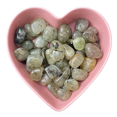 Epidote in Prehnite Tumbled Stone Natural Gemstone - One Stone