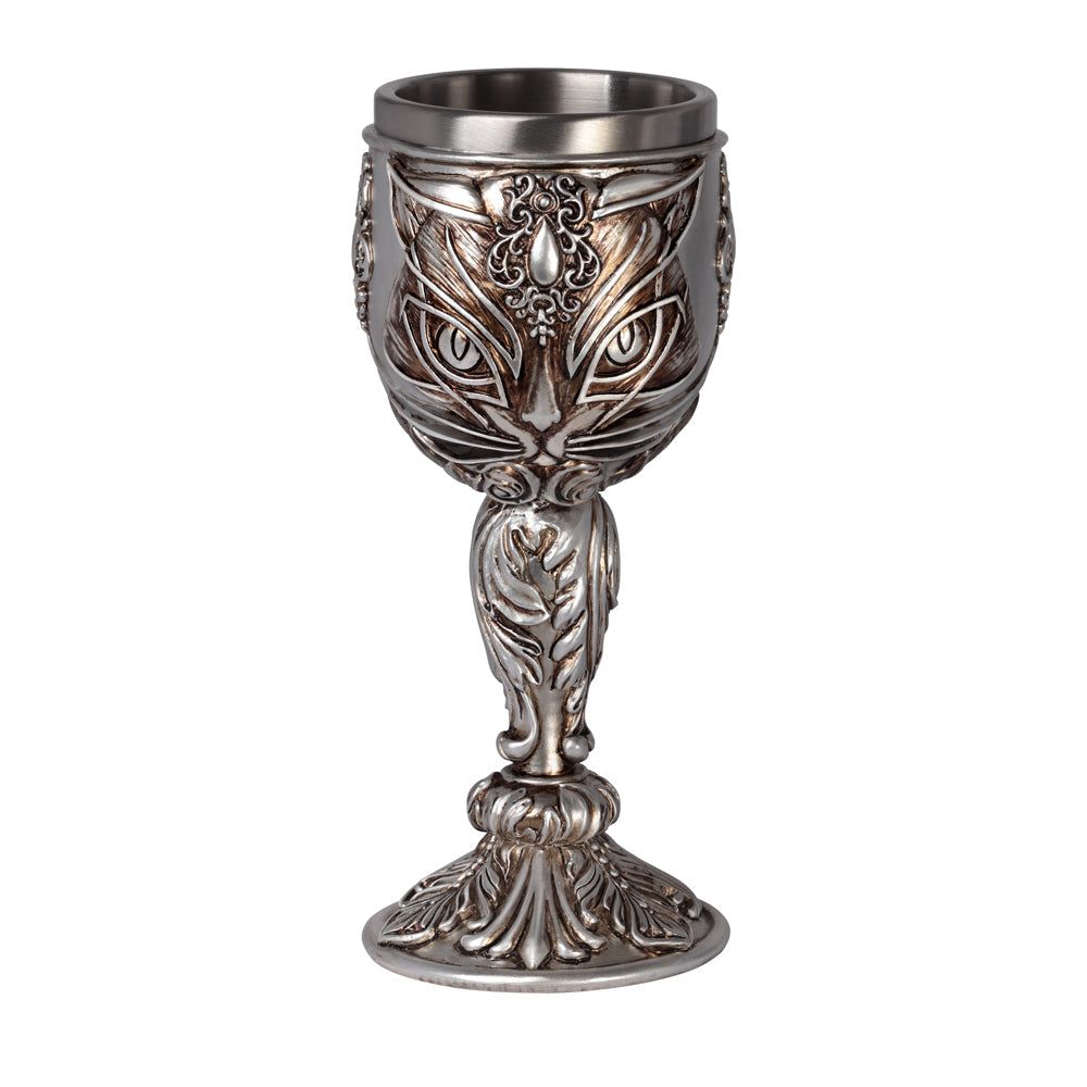 7.4&quot; Resin &amp; Stainless Steel Chalice / Goblet - Sacret Cat Goblet