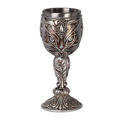 7.4&quot; Resin &amp; Stainless Steel Chalice / Goblet - Sacret Cat Goblet