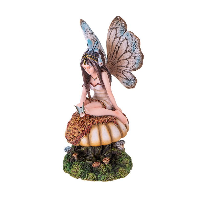 8.27&quot; Fairy Statue - Butterfly Fairy on Mushroom
