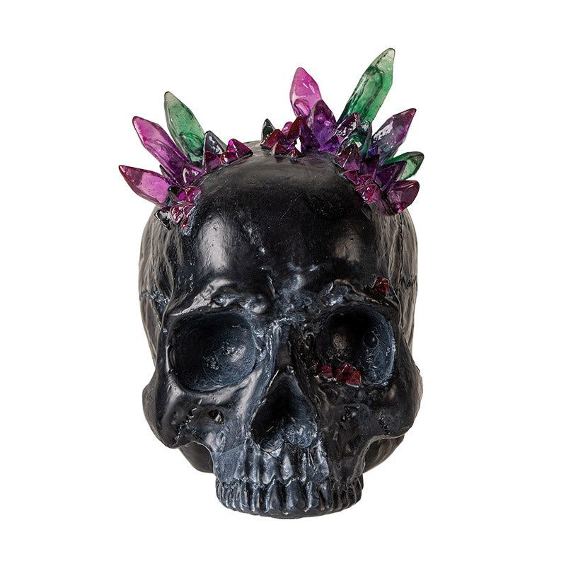 5.6&quot; Black Skull with Crystals Statue