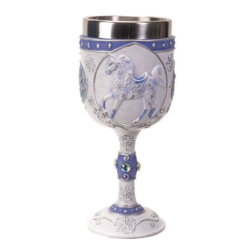 7&quot; Resin &amp; Stainless Steel Chalice / Goblet - Snow Crystal