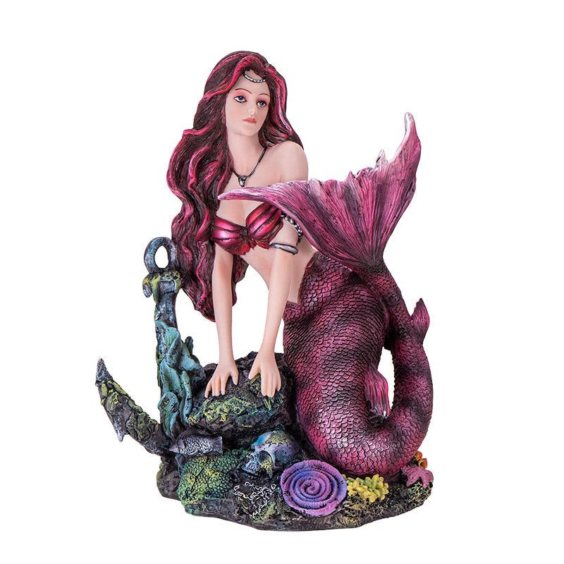 7.68&quot; Red Mermaid Statue