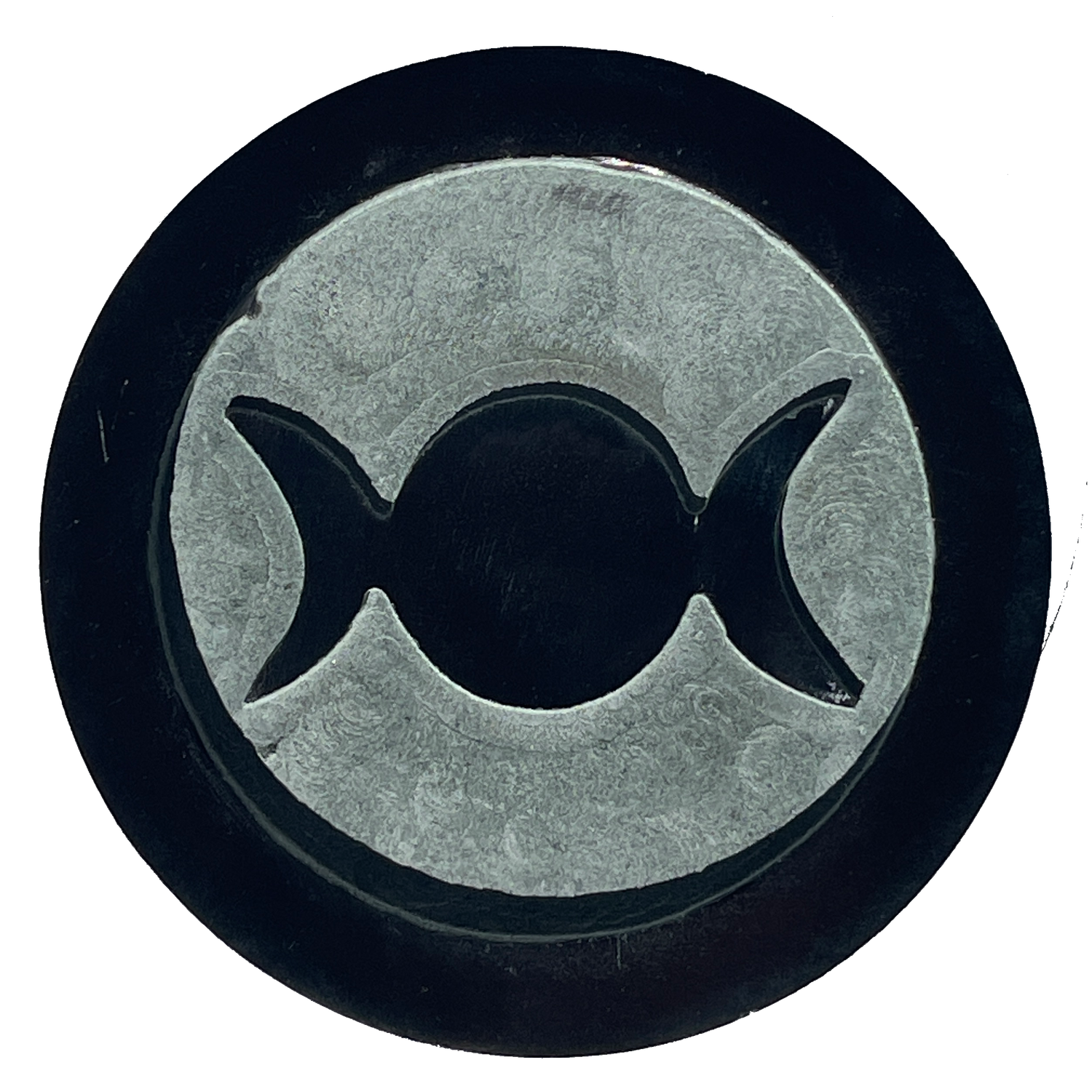6&quot; Black Soapstone Triple Moon Altar Tile