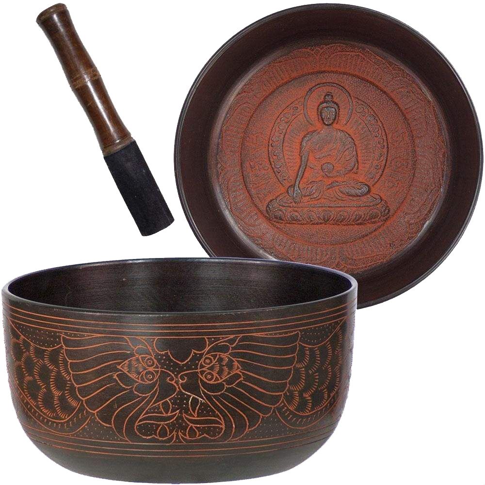 7.75&quot; Embossed Singing Bowl - Medicine Buddha