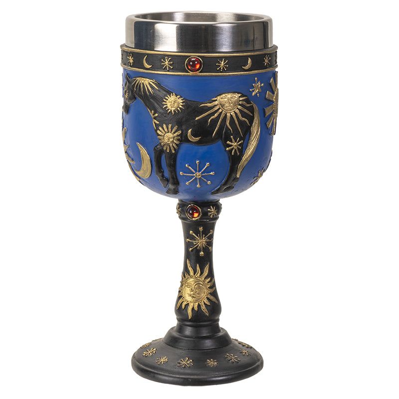 7&quot; Resin &amp; Stainless Steel Chalice / Goblet - Sky of Enchantment Celestial Horse