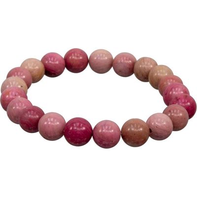 8 mm Elastic Bracelet Round Beads - Rhodonite