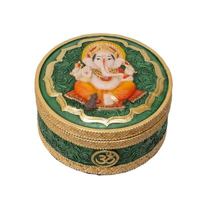Ganesha Round Trinket Box