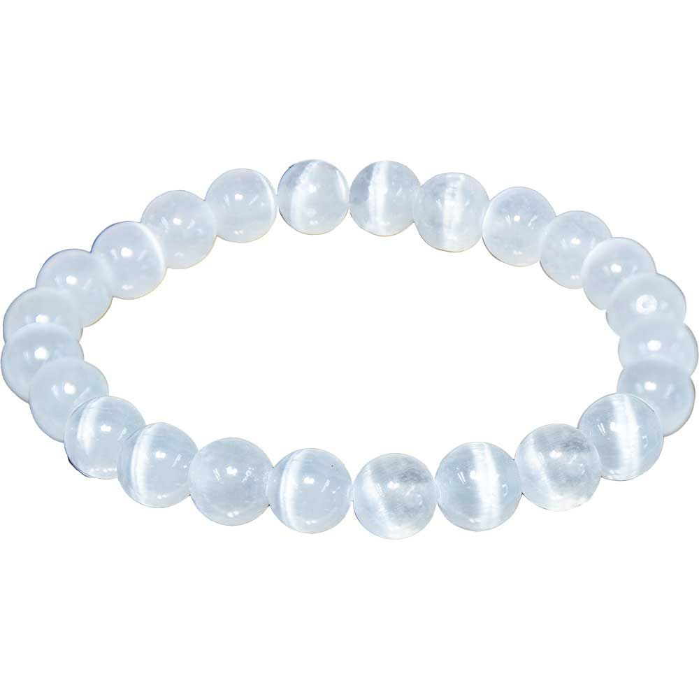 6-8 mm Elastic Bracelet Round Beads - Selenite