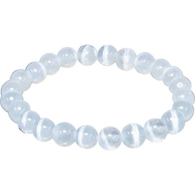6-8 mm Elastic Bracelet Round Beads - Selenite