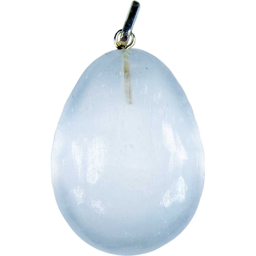 1.5&quot; Gemstone Drop Pendant - Selenite Satin Spar