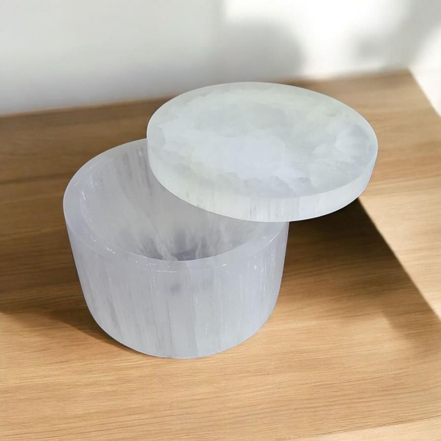 4&quot; Selenite Round Box with Lid