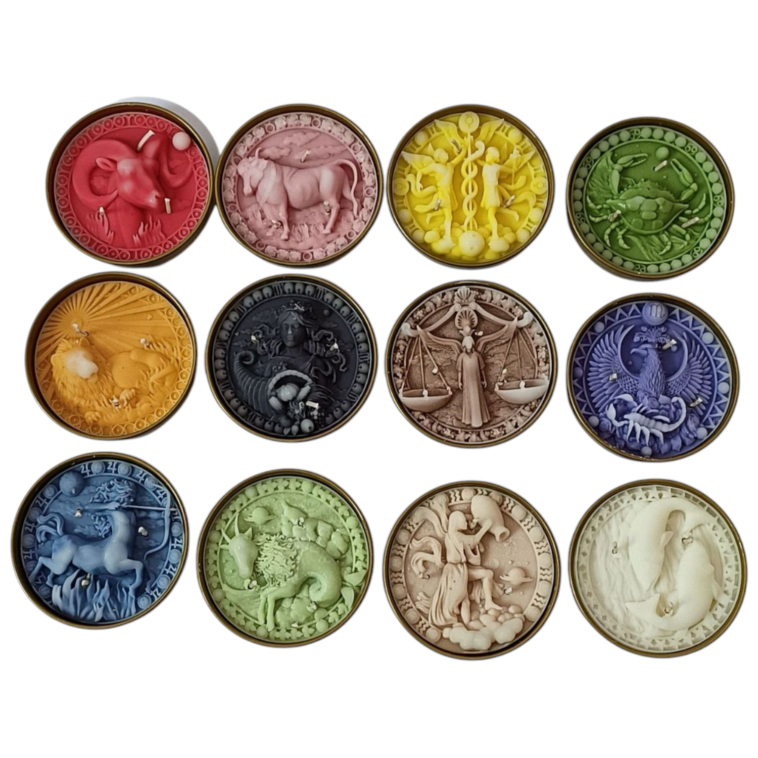 Astrological Zodiac Carved Tealight Candles (Set of 12)