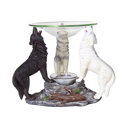 6.25&quot; Wolves Glass Oil Burner, SKU PG-12319, UPC 700317050247
